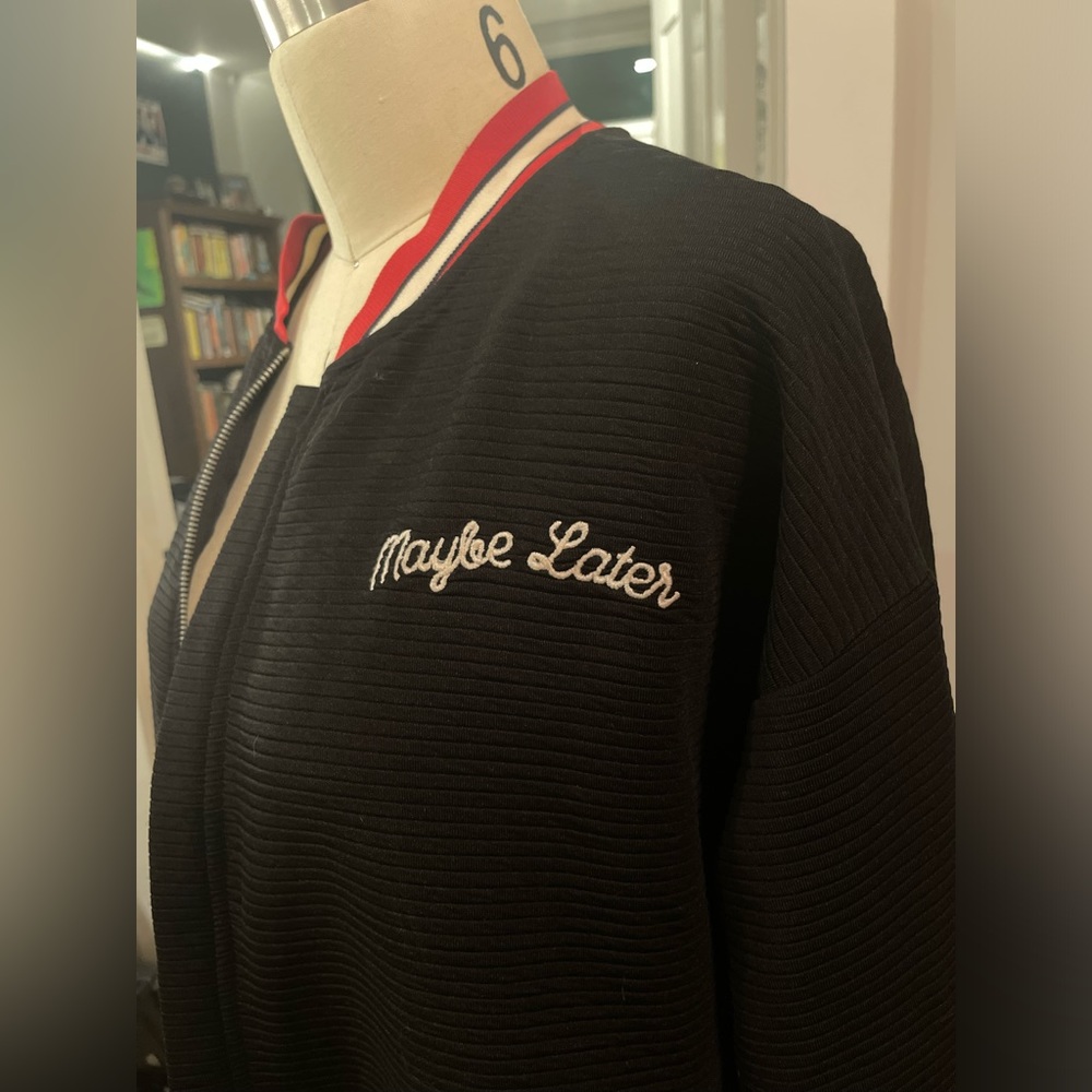 Zara “Maybe Later” Bomber Jacket